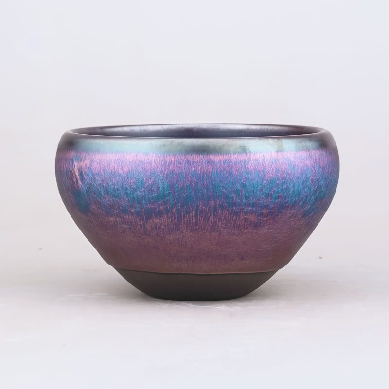 Taza de Té de Cerámica Jianzhan: Aurora Boreal y Tradición Milenaria Chinese Jianzhan Aurora Rainbow Ceramic Teacup