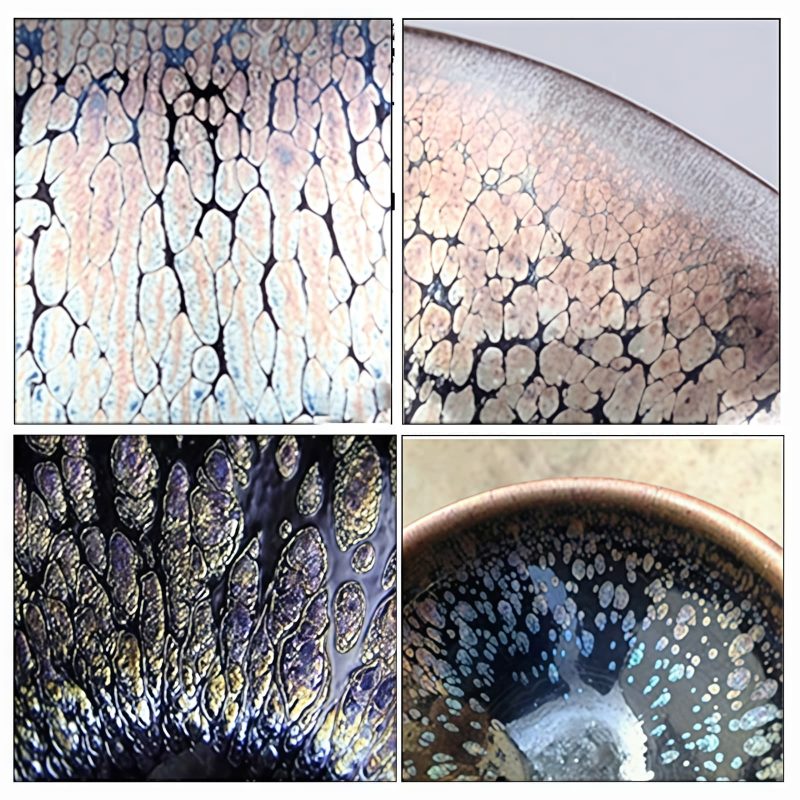Taza de Té de Cerámica Jianzhan: Aurora Boreal y Tradición Milenaria Chinese Jianzhan Aurora Rainbow Ceramic Teacup