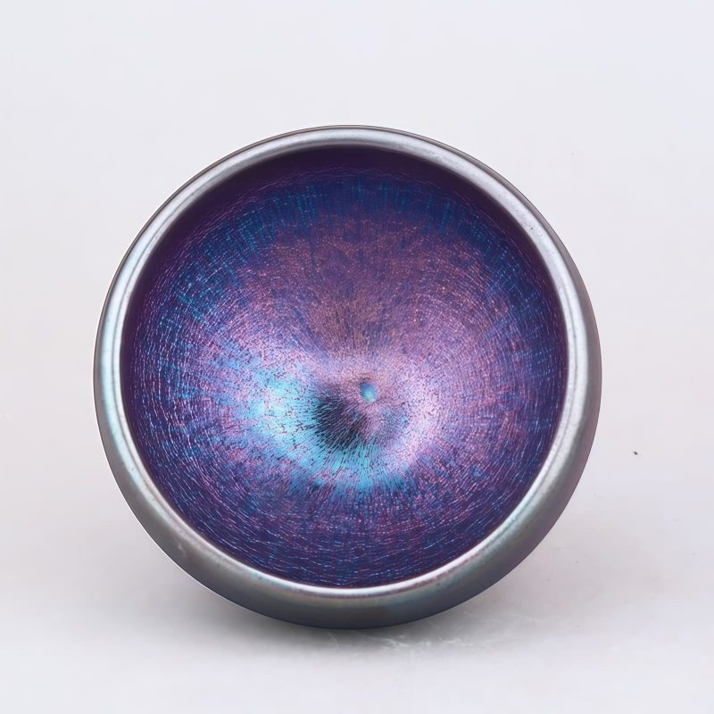 Taza de Té de Cerámica Jianzhan: Aurora Boreal y Tradición Milenaria Chinese Jianzhan Aurora Rainbow Ceramic Teacup