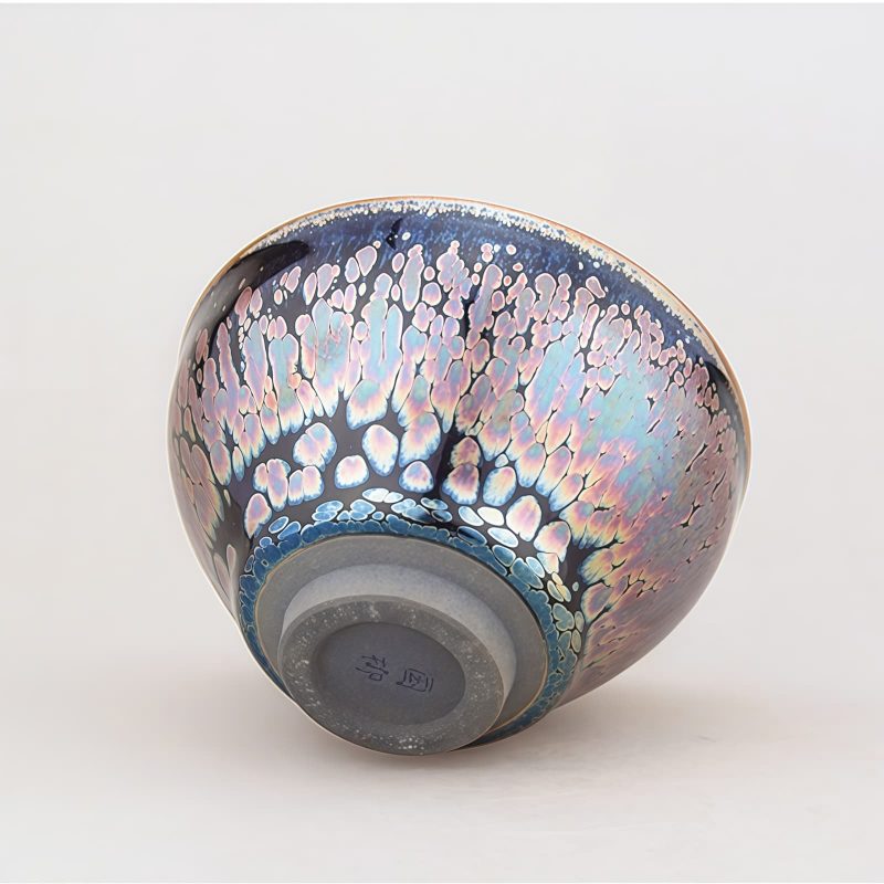 Chinese Jianzhan Tenmoku Teacup with Succulent Design Chinese Jianzhan Tenmoku Teacup with Succulent Design