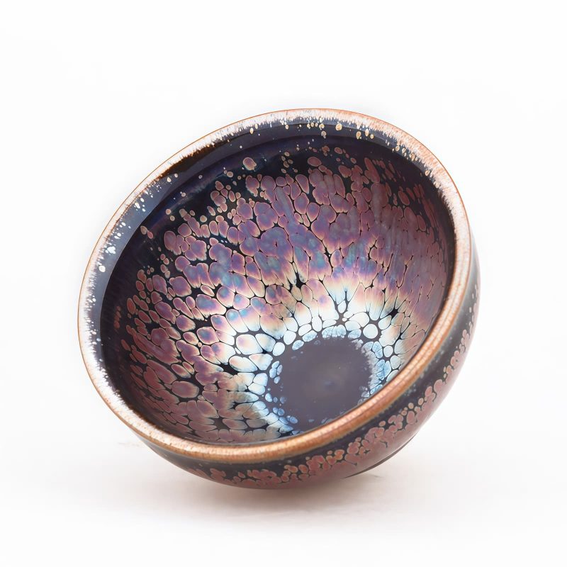 Chinese Jianzhan Tenmoku Teacup with Succulent Design Chinese Jianzhan Tenmoku Teacup with Succulent Design
