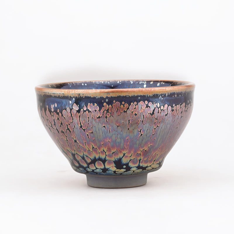 Chinese Jianzhan Tenmoku Teacup with Succulent Design Chinese Jianzhan Tenmoku Teacup with Succulent Design