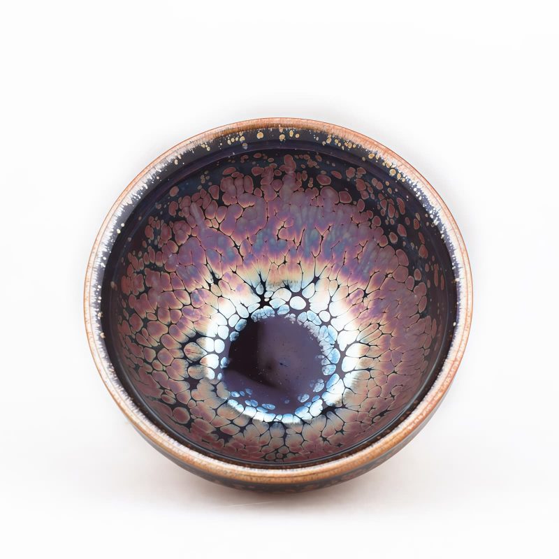 Chinese Jianzhan Tenmoku Teacup with Succulent Design Chinese Jianzhan Tenmoku Teacup with Succulent Design