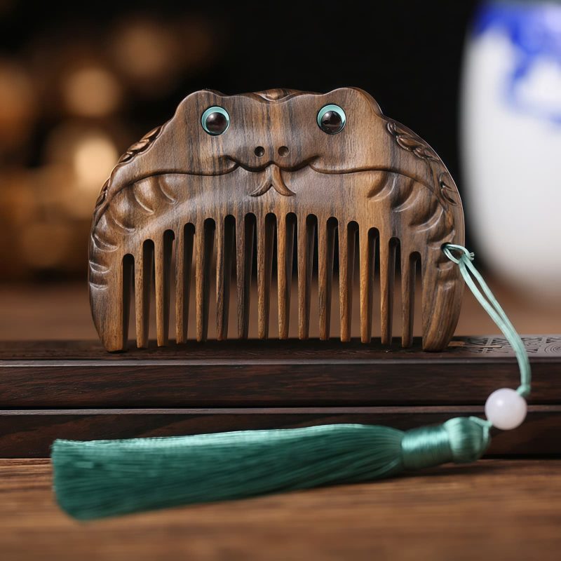 Chinese Zodiac Green Sandalwood Portable Comb Chinese Zodiac Green Sandalwood Portable Comb
