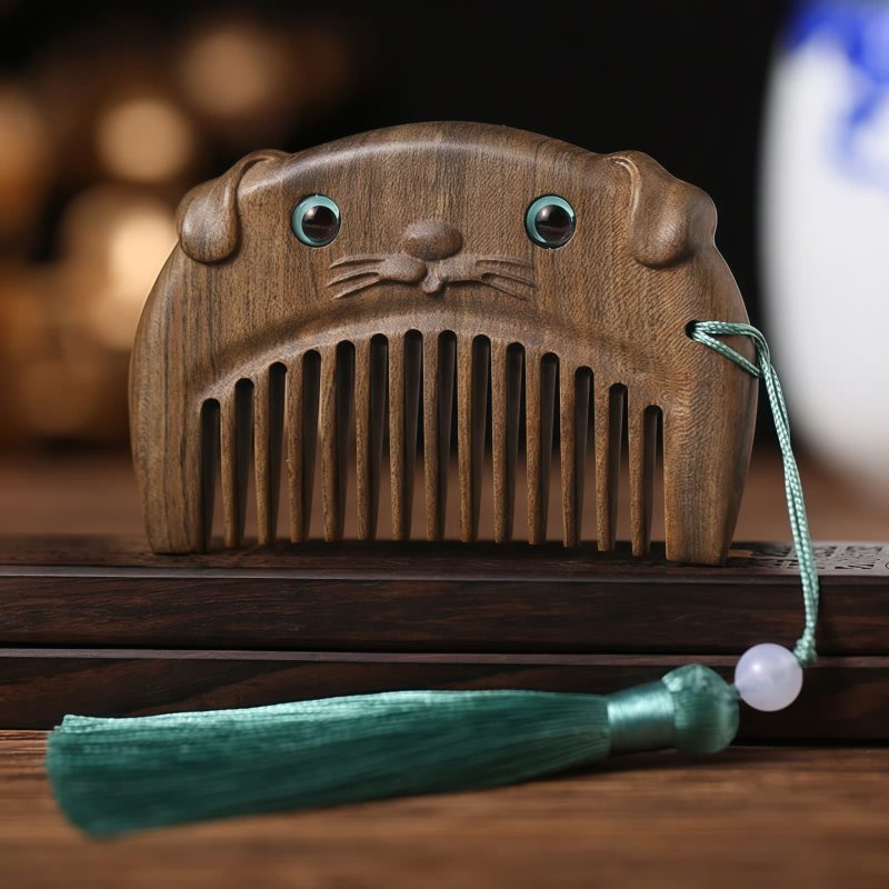 Chinese Zodiac Green Sandalwood Portable Comb Chinese Zodiac Green Sandalwood Portable Comb