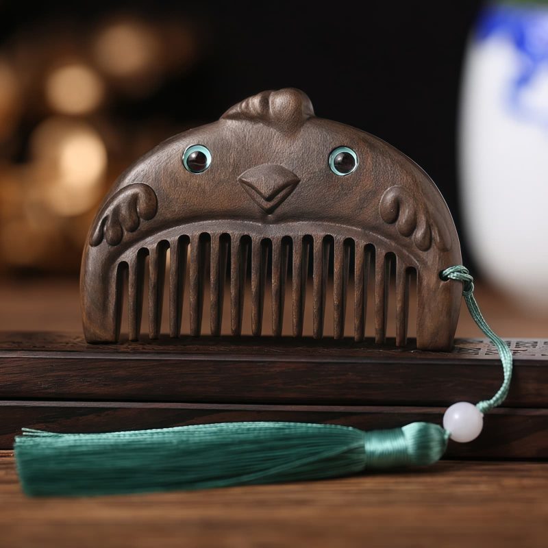 Chinese Zodiac Green Sandalwood Portable Comb Chinese Zodiac Green Sandalwood Portable Comb