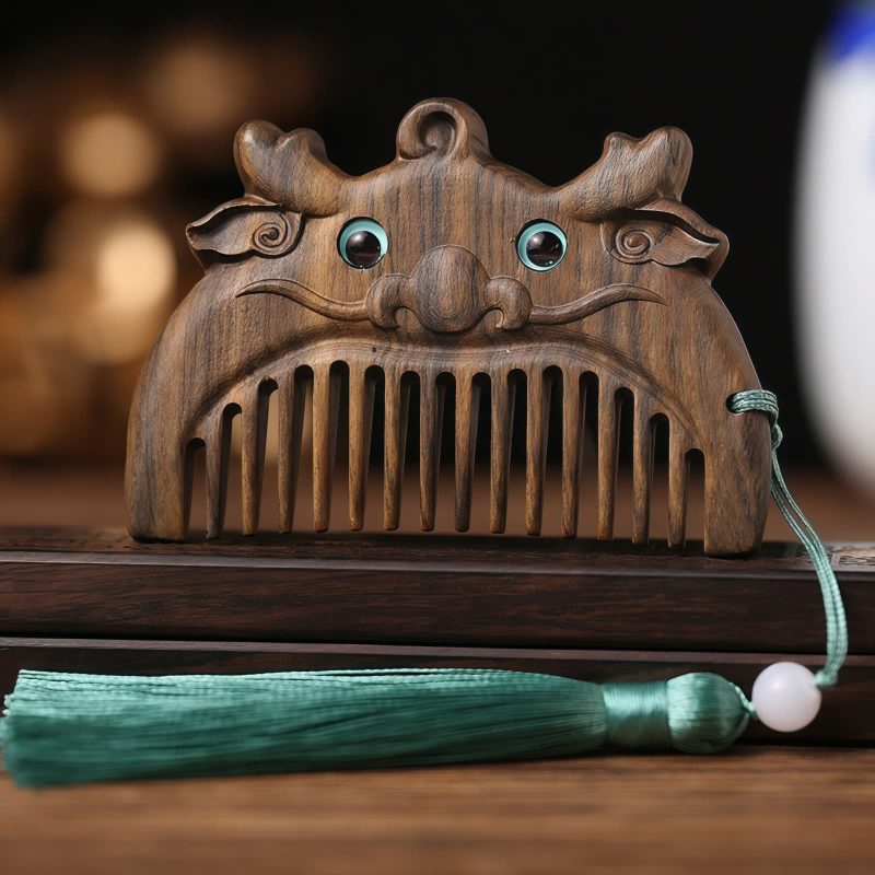 Chinese Zodiac Green Sandalwood Portable Comb Chinese Zodiac Green Sandalwood Portable Comb