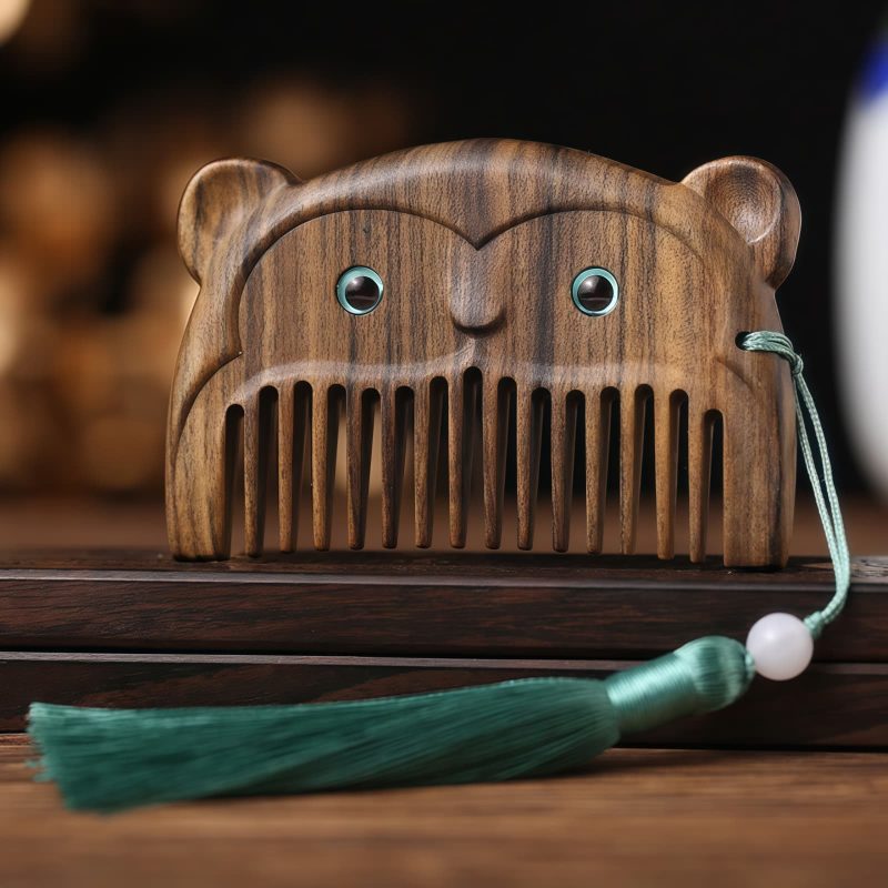 Chinese Zodiac Green Sandalwood Portable Comb Chinese Zodiac Green Sandalwood Portable Comb