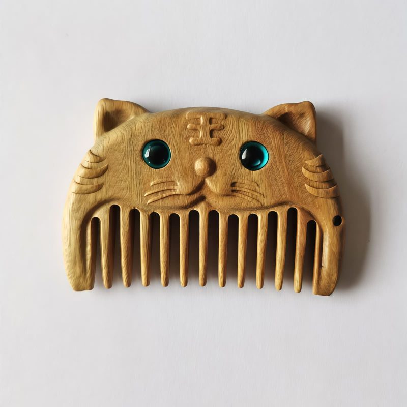 Chinese Zodiac Green Sandalwood Portable Comb Chinese Zodiac Green Sandalwood Portable Comb