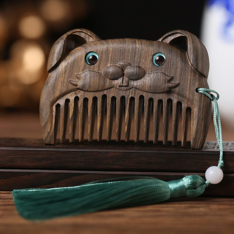 Chinese Zodiac Green Sandalwood Portable Comb Chinese Zodiac Green Sandalwood Portable Comb