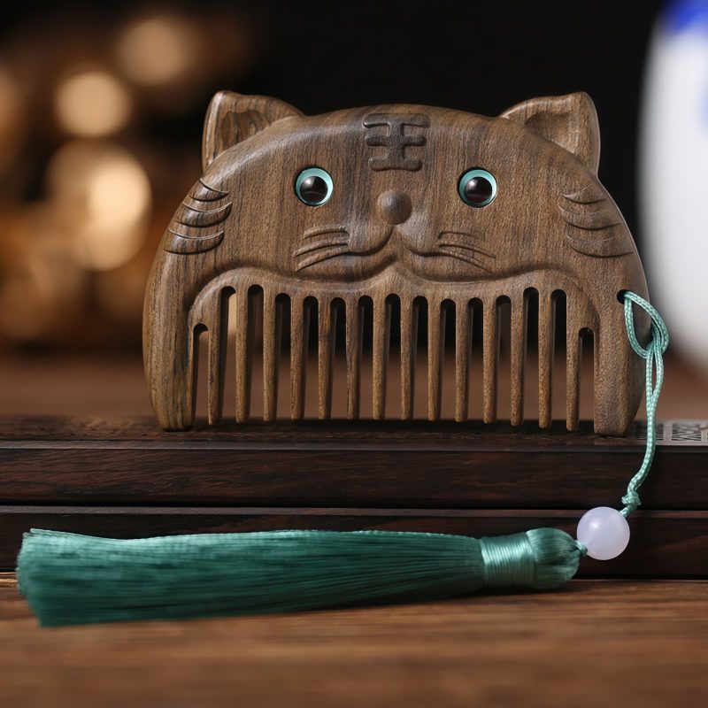 Chinese Zodiac Green Sandalwood Portable Comb Chinese Zodiac Green Sandalwood Portable Comb