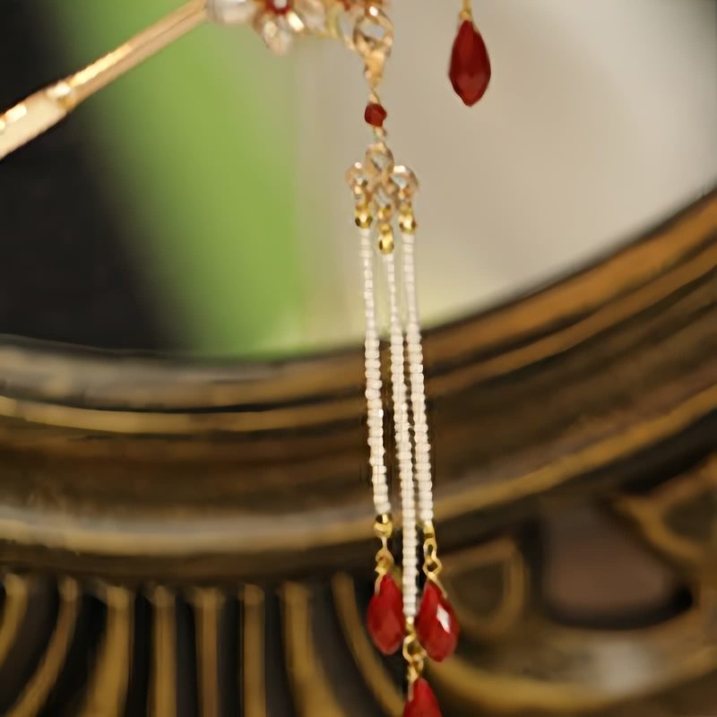 Klassische chinesische Haarkrone mit Perlen und Schmetterlingsmotiven Classical Chinese Pearl Butterfly Hair Crown