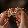 Klassische chinesische Haarkrone mit Perlen und Schmetterlingsmotiven Classical Chinese Pearl Butterfly Hair Crown