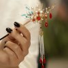 Klassische chinesische Haarkrone mit Perlen und Schmetterlingsmotiven Classical Chinese Pearl Butterfly Hair Crown