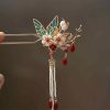Klassische chinesische Haarkrone mit Perlen und Schmetterlingsmotiven Classical Chinese Pearl Butterfly Hair Crown