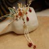 Klassische chinesische Haarkrone mit Perlen und Schmetterlingsmotiven Classical Chinese Pearl Butterfly Hair Crown