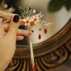 Klassische chinesische Haarkrone mit Perlen und Schmetterlingsmotiven Classical Chinese Pearl Butterfly Hair Crown