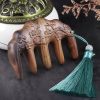 Green Sandalwood Plum Blossom Koi Fish Engraved Comb Green Sandalwood Plum Blossom Koi Fish Engraved Comb
