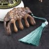 Green Sandalwood Plum Blossom Koi Fish Engraved Comb Green Sandalwood Plum Blossom Koi Fish Engraved Comb