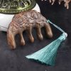 Green Sandalwood Plum Blossom Koi Fish Engraved Comb Green Sandalwood Plum Blossom Koi Fish Engraved Comb