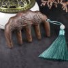 Green Sandalwood Plum Blossom Koi Fish Engraved Comb Green Sandalwood Plum Blossom Koi Fish Engraved Comb