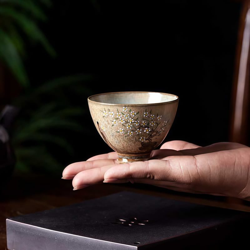 Jingdezhen Ru Kiln Porcelain Teacup with Hanfu Girl Design Jingdezhen Ru Kiln Porcelain Teacup with Hanfu Girl Design