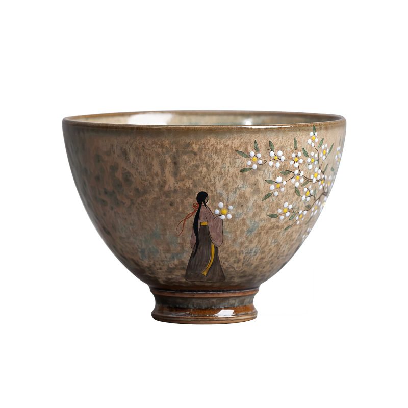 Jingdezhen Ru Kiln Porcelain Teacup with Hanfu Girl Design Jingdezhen Ru Kiln Porcelain Teacup with Hanfu Girl Design