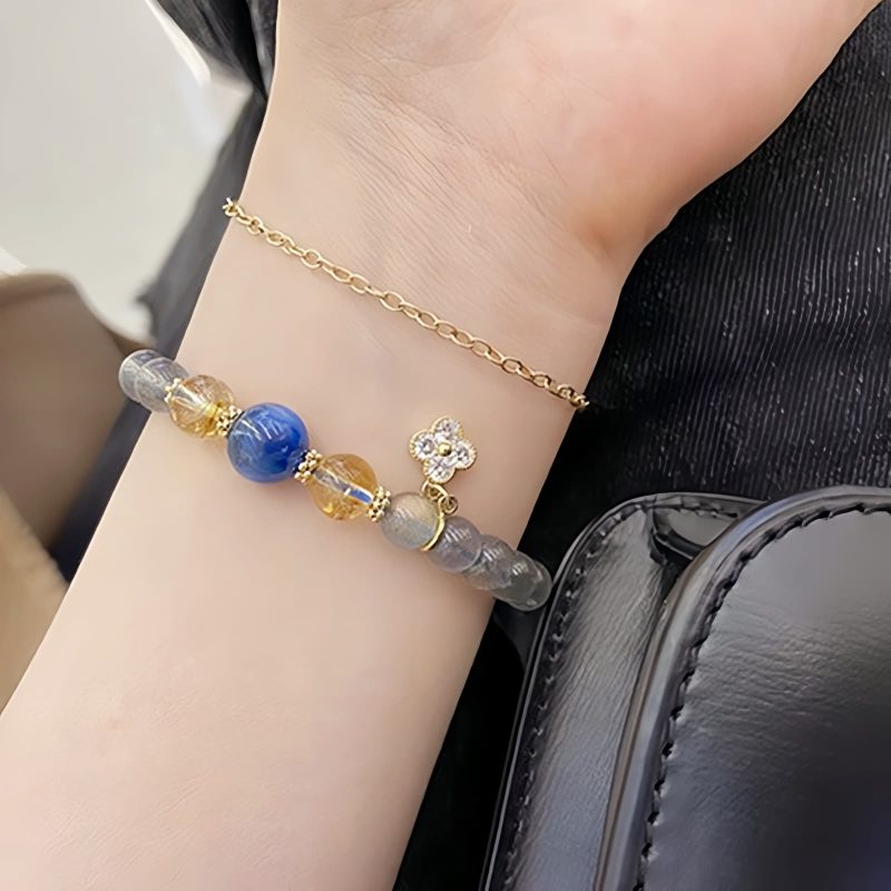 Natural Moonstone Flower Charm Bracelet Natural Moonstone Flower Charm Bracelet