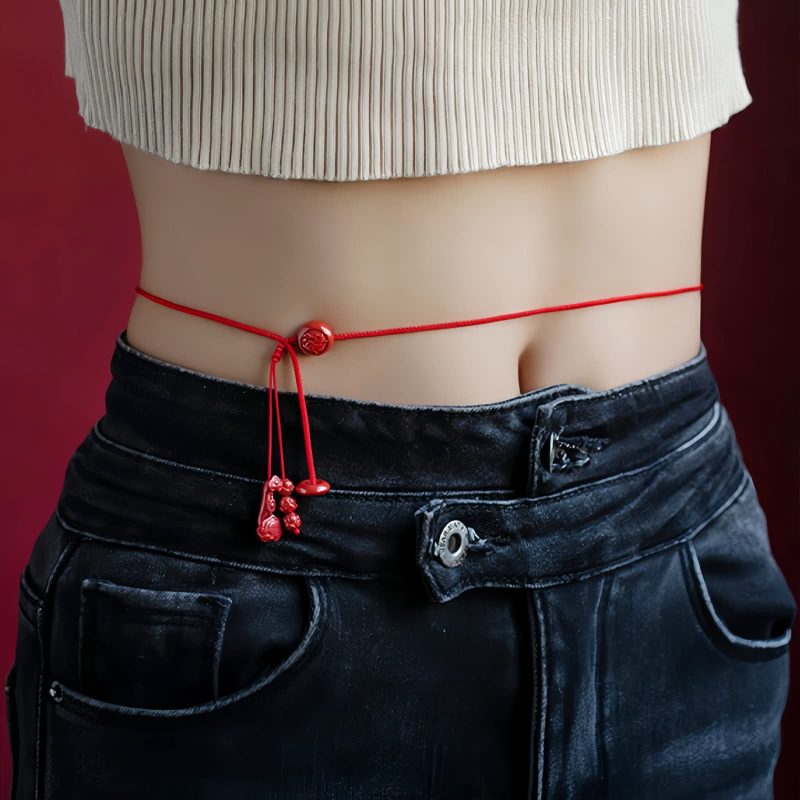 Natural Cinnabar Lotus Belly Chain Natural Cinnabar Lotus Belly Chain
