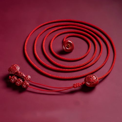 天然辰砂（しんしゃ）蓮のウエストチェーン