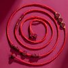 天然朱砂・貔貅(ヒキュウ)ウエストチェーン:福を呼ぶ赤い紐の御守り Natural Cinnabar Pixiu Belly Chain