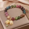 Natural Tourmaline Flower Bead Bracelet Natural Tourmaline Flower Bead Bracelet
