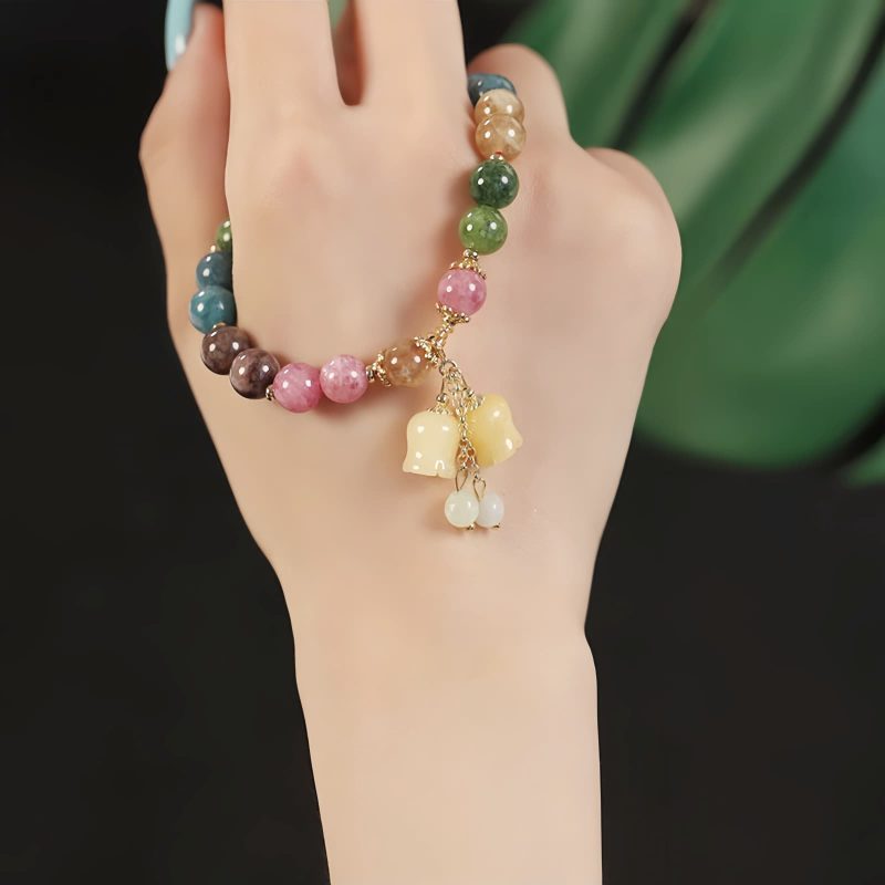 Natural Tourmaline Flower Bead Bracelet Natural Tourmaline Flower Bead Bracelet