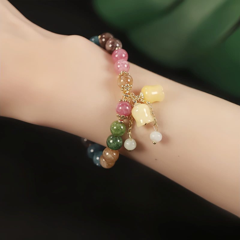 Natural Tourmaline Flower Bead Bracelet Natural Tourmaline Flower Bead Bracelet