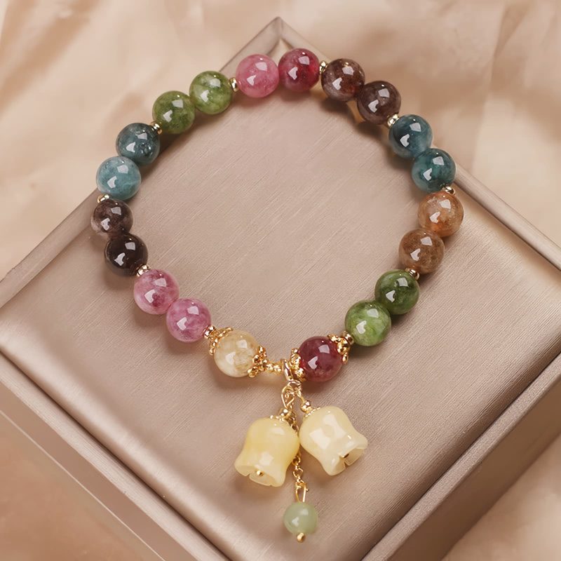 Natural Tourmaline Flower Bead Bracelet Natural Tourmaline Flower Bead Bracelet