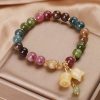 Natural Tourmaline Flower Bead Bracelet Natural Tourmaline Flower Bead Bracelet