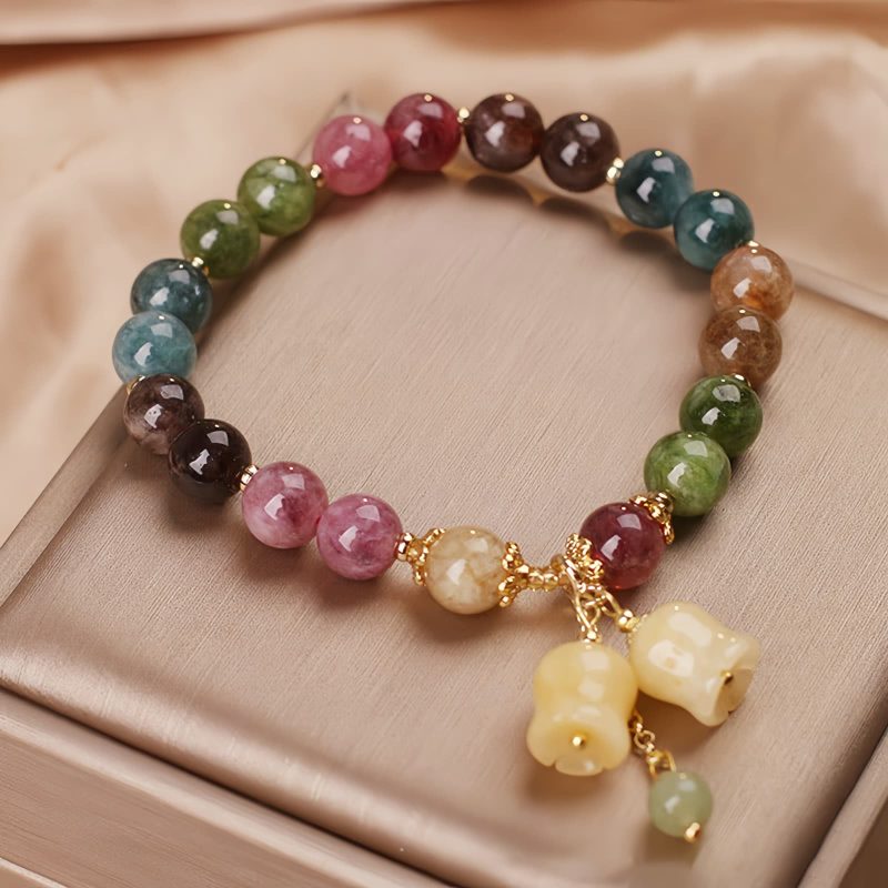 Natural Tourmaline Flower Bead Bracelet Natural Tourmaline Flower Bead Bracelet