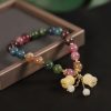 Natural Tourmaline Flower Bead Bracelet Natural Tourmaline Flower Bead Bracelet