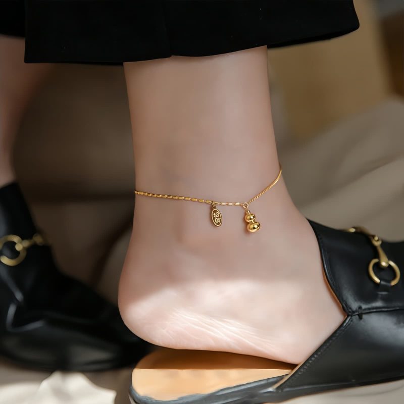 18K Gold Lucky Gourd Wealth Anklet 18K Gold Lucky Gourd Wealth Anklet