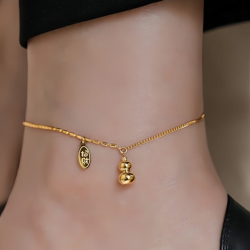 18K Gold Lucky Gourd Wealth Anklet 18K Gold Lucky Gourd Wealth Anklet