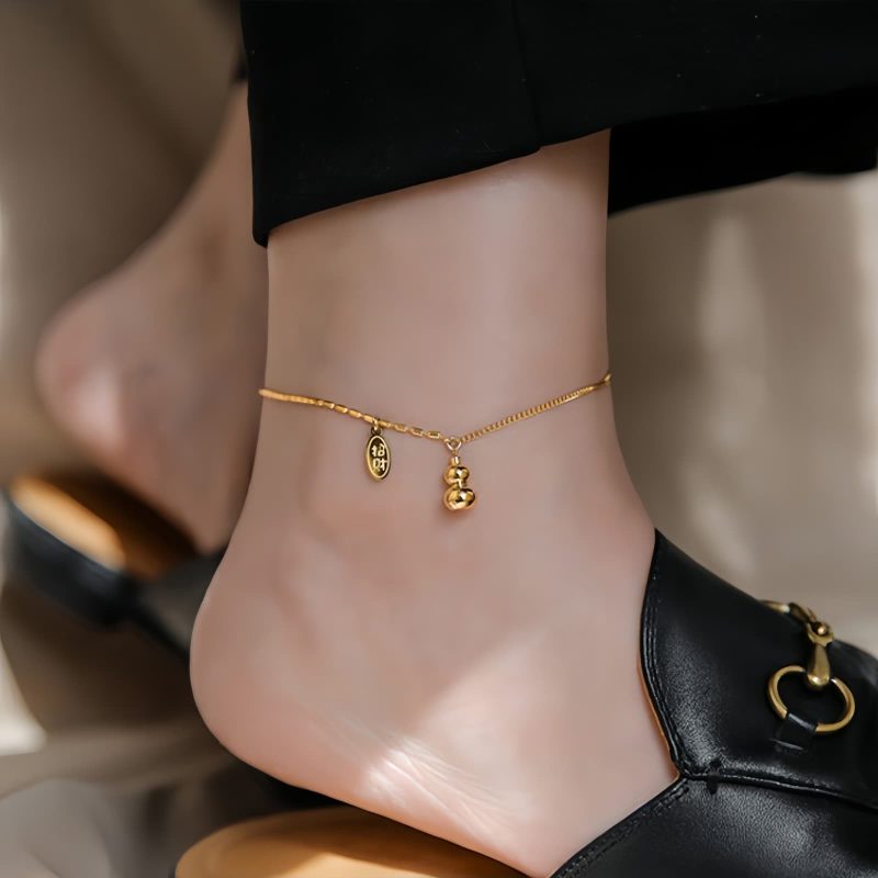 18K Gold Lucky Gourd Wealth Anklet 18K Gold Lucky Gourd Wealth Anklet