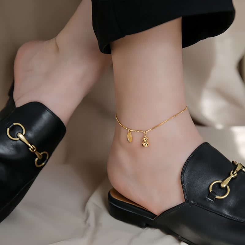 18K Gold Lucky Gourd Wealth Anklet 18K Gold Lucky Gourd Wealth Anklet
