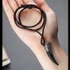 925 Silver Black Obsidian Wolf Tooth Necklace 925 Silver Black Obsidian Wolf Tooth Necklace
