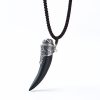 925 Silver Black Obsidian Wolf Tooth Necklace 925 Silver Black Obsidian Wolf Tooth Necklace