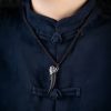 925 Silver Black Obsidian Wolf Tooth Necklace 925 Silver Black Obsidian Wolf Tooth Necklace