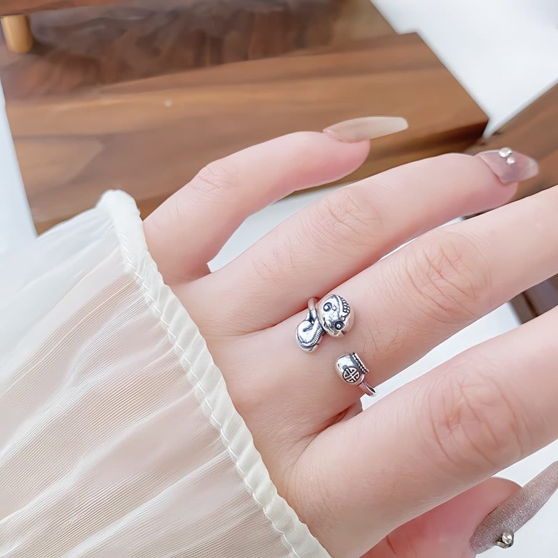 925 Silver Chinese Zodiac Snake Adjustable Ring 925 Silver Chinese Zodiac Snake Adjustable Ring