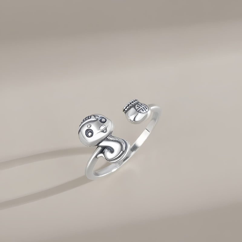 925 Silver Chinese Zodiac Snake Adjustable Ring 925 Silver Chinese Zodiac Snake Adjustable Ring