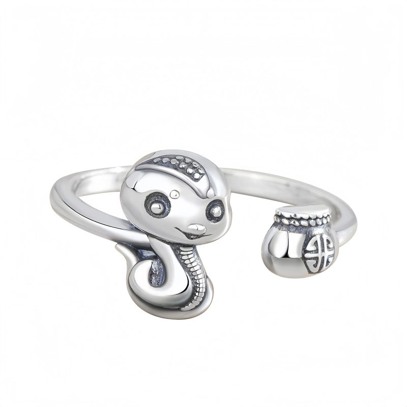 925 Silver Chinese Zodiac Snake Adjustable Ring 925 Silver Chinese Zodiac Snake Adjustable Ring