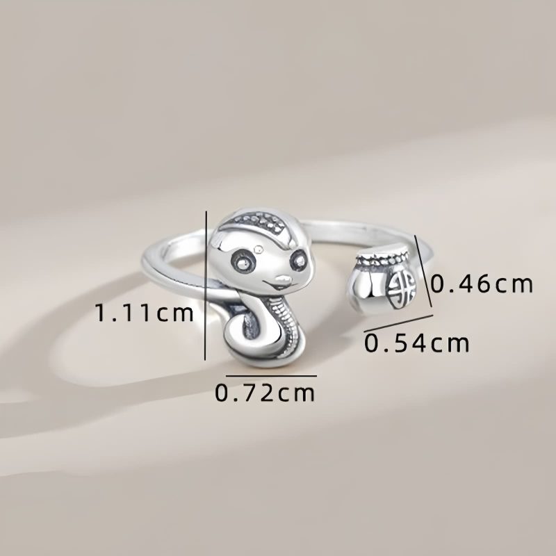 925 Silver Chinese Zodiac Snake Adjustable Ring 925 Silver Chinese Zodiac Snake Adjustable Ring