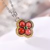 925 Silver Garnet Four-leaf Clover Protection Necklace 925 Silver Garnet Four-leaf Clover Protection Necklace